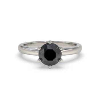 Round Black Diamond Solitaire Ring