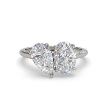 Pear and Oval Two Stone Diamond Ring