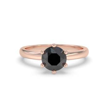 Round Black Diamond Solitaire Ring