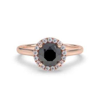 Round Black Diamond Single Halo Ring