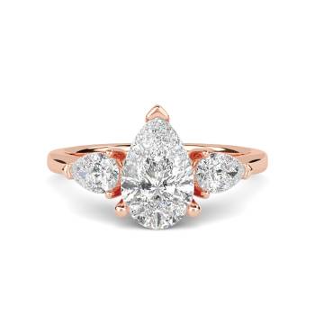 Elegant Pear Diamond Trilogy Ring