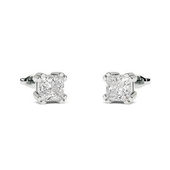 Split Petal Princess Cut Diamond Earrings