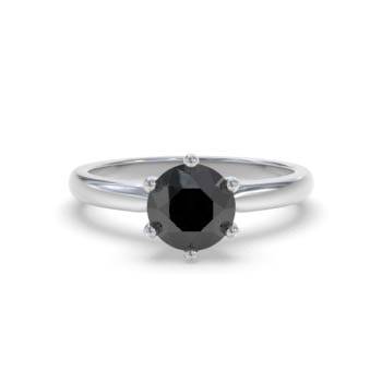 Round Black Diamond Solitaire Ring