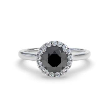 Round Black Diamond Single Halo Ring