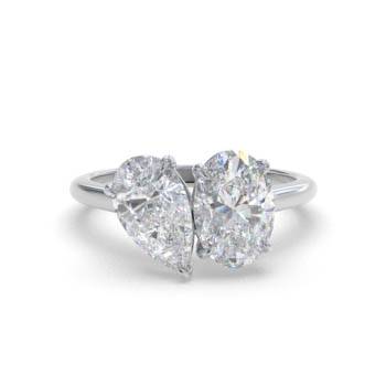 Pear and Oval Two Stone Diamond Ring