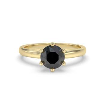 Round Black Diamond Solitaire Ring