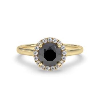 Round Black Diamond Single Halo Ring