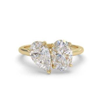 Pear and Oval Two Stone Diamond Ring