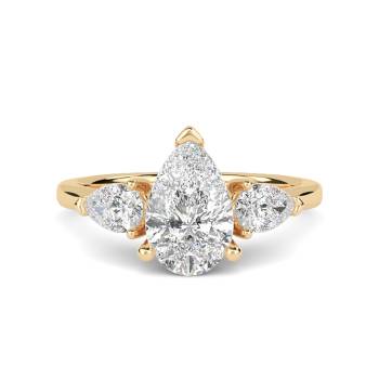 Elegant Pear Diamond Trilogy Ring