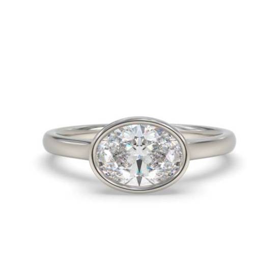 Oval Diamond Bezel Set East To West Solitaire Ring