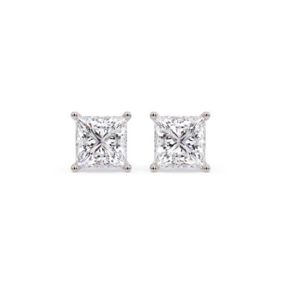 Traditional Princess Diamond Stud Earrings
