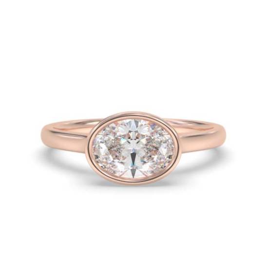 Oval Diamond Bezel Set East To West Solitaire Ring
