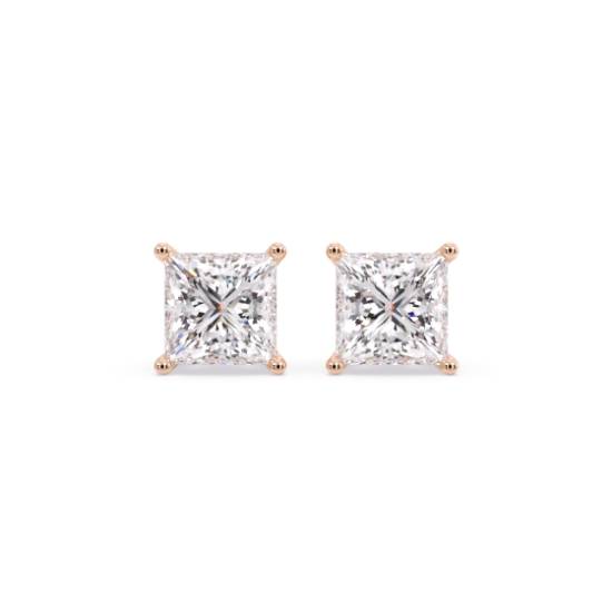 Traditional Princess Diamond Stud Earrings