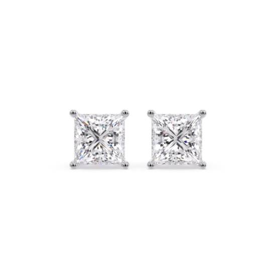 Traditional Princess Diamond Stud Earrings