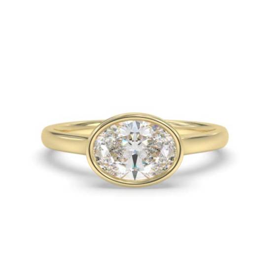 Oval Diamond Bezel Set East To West Solitaire Ring